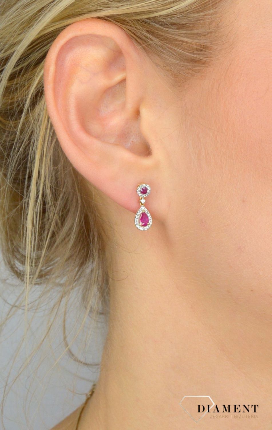 Kolczyki złote DIAMENT rubin, diamenty 60027072 HSI.jpg